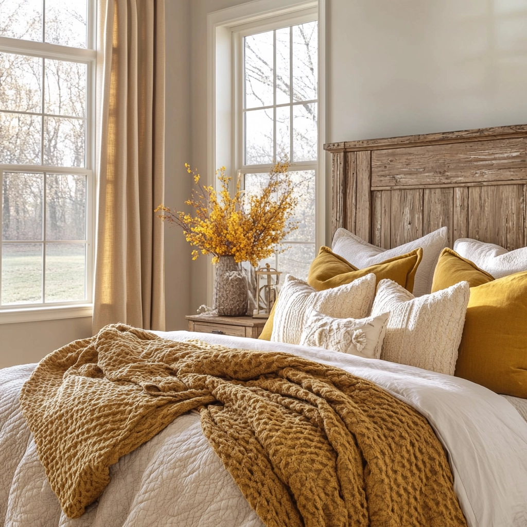 beige and mustard bedroom 79