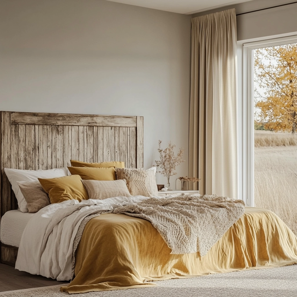 beige and mustard bedroom 80