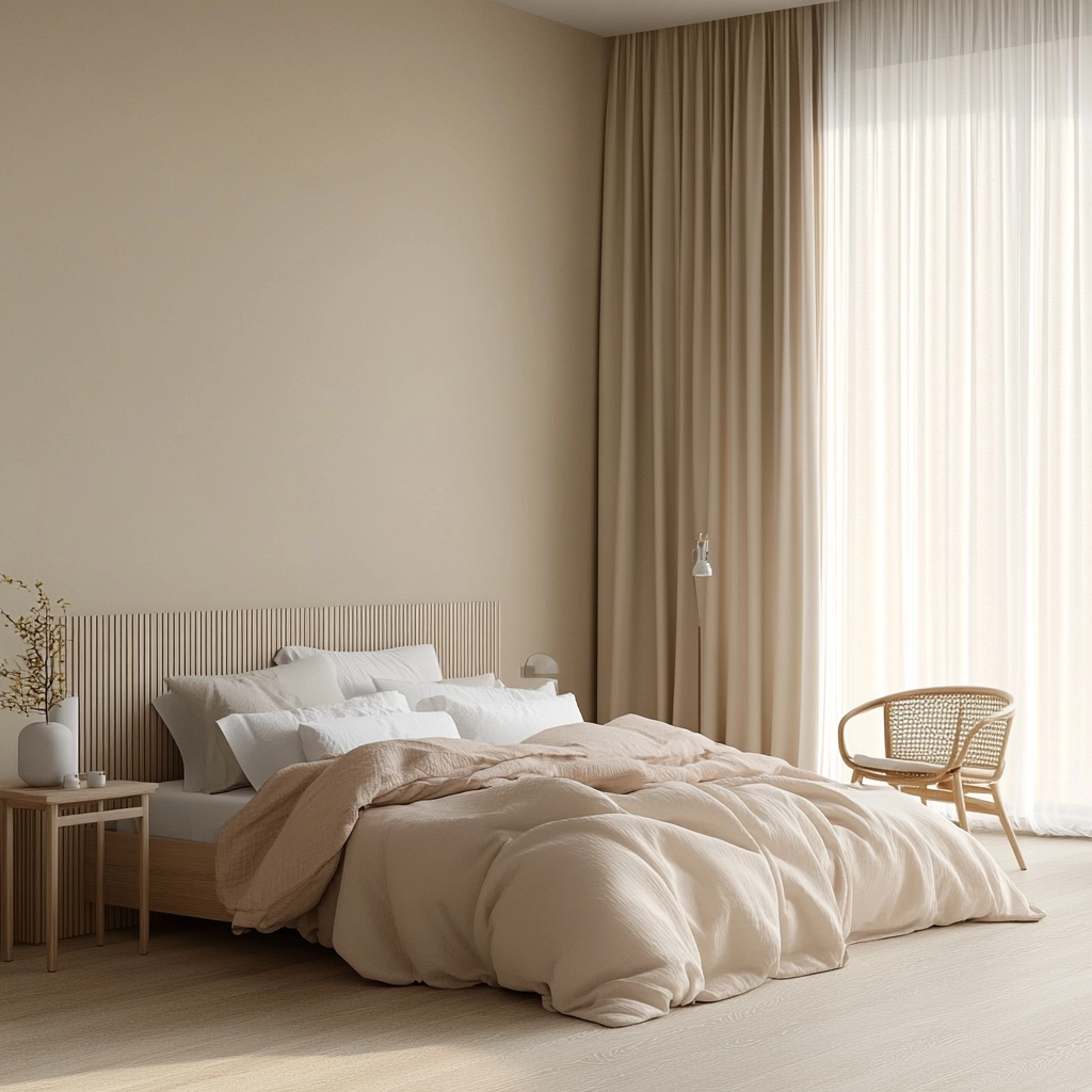 beige and pastel bedroom 1