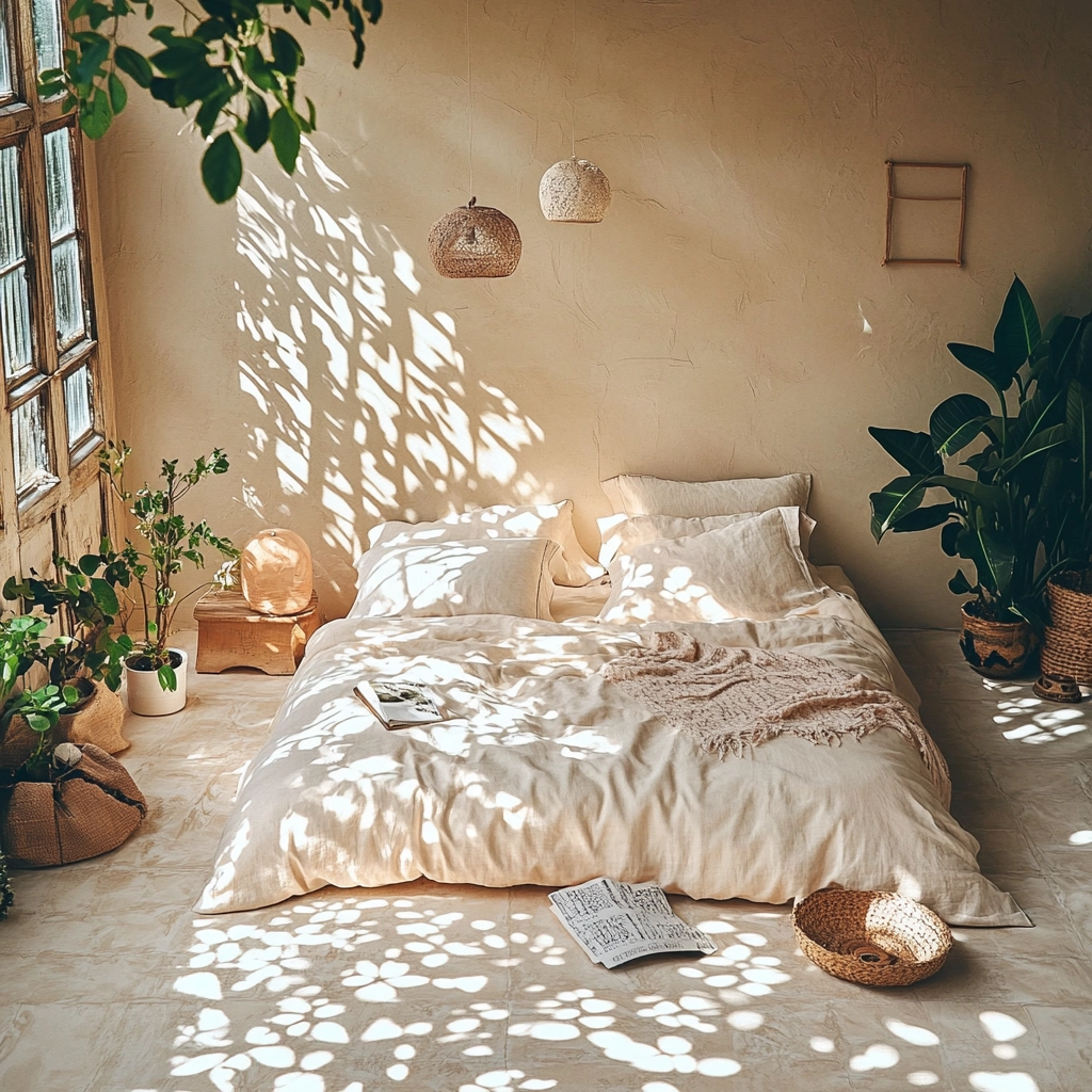 beige and pastel bedroom 10