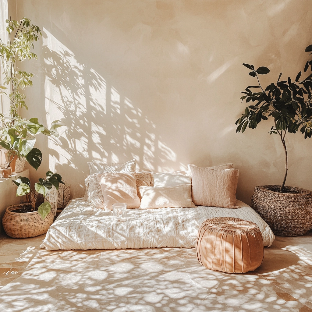 beige and pastel bedroom 11