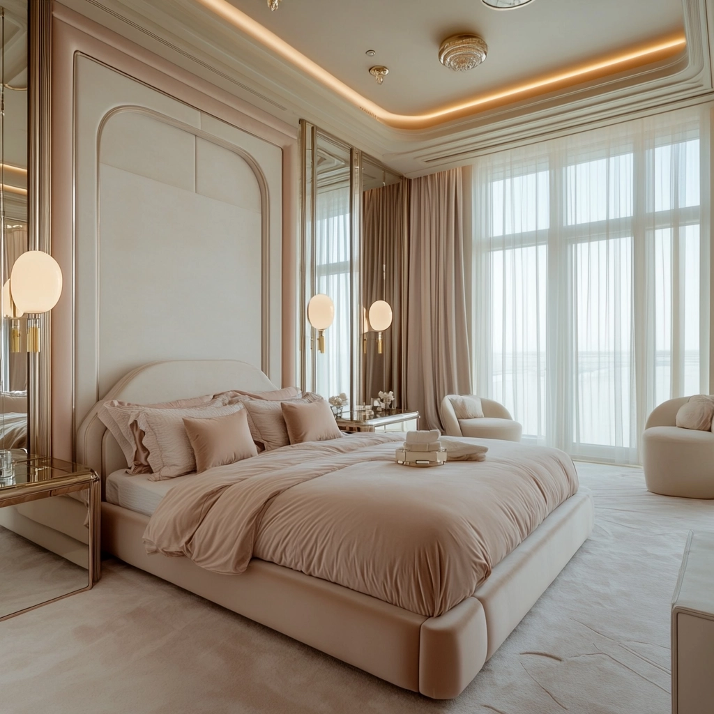 beige and pastel bedroom 16