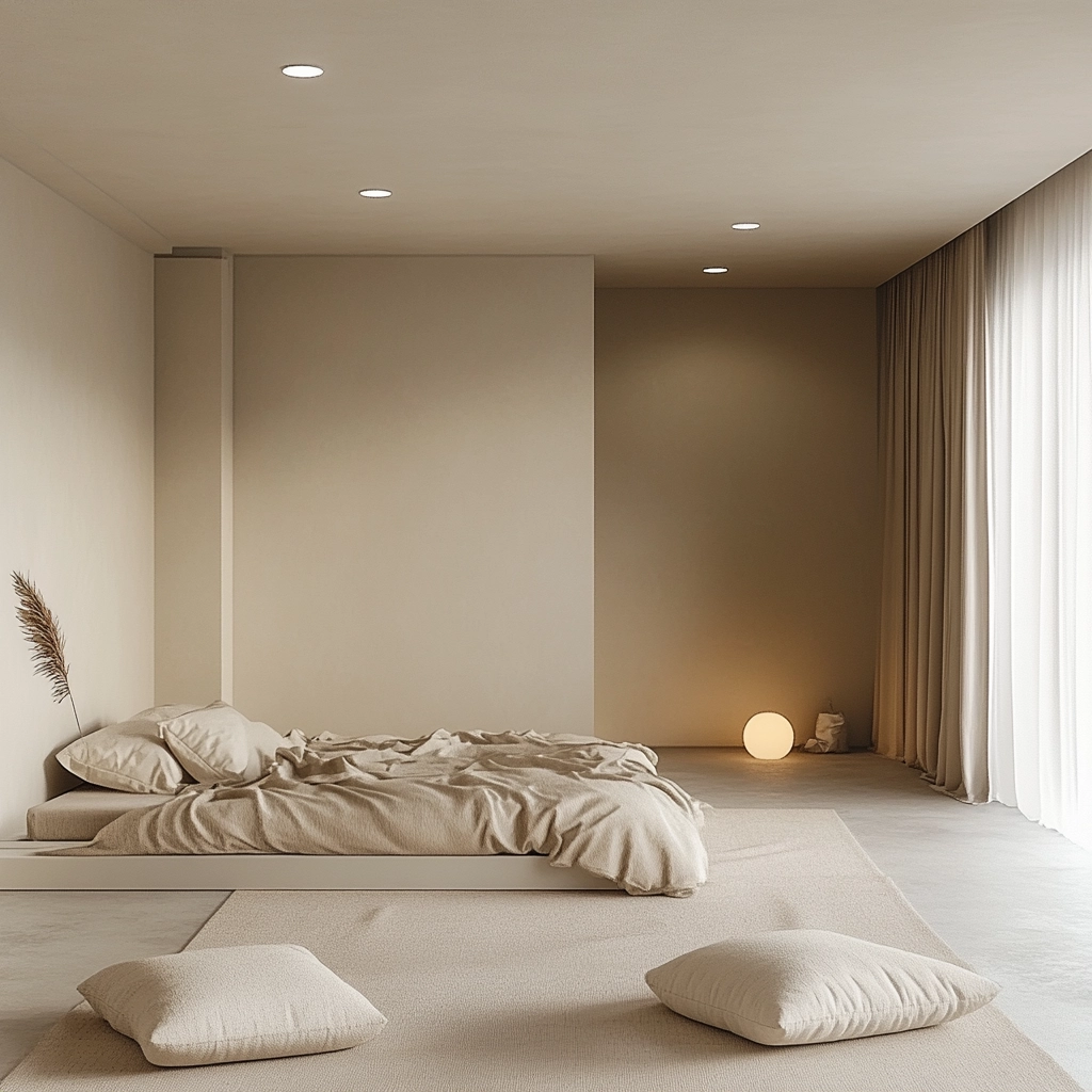 beige and pastel bedroom 17