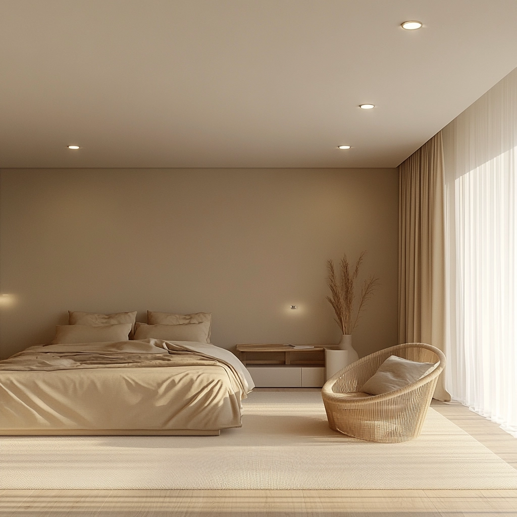 beige and pastel bedroom 18
