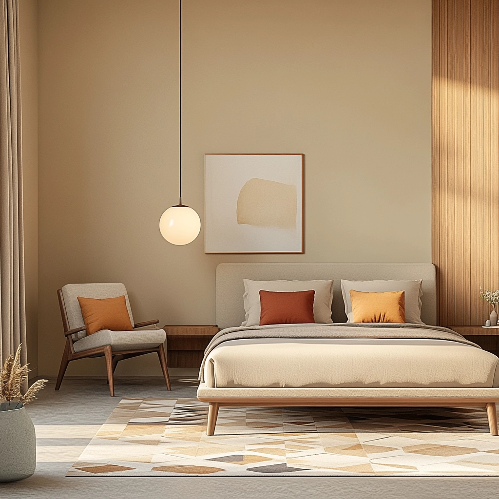 beige and pastel bedroom 22