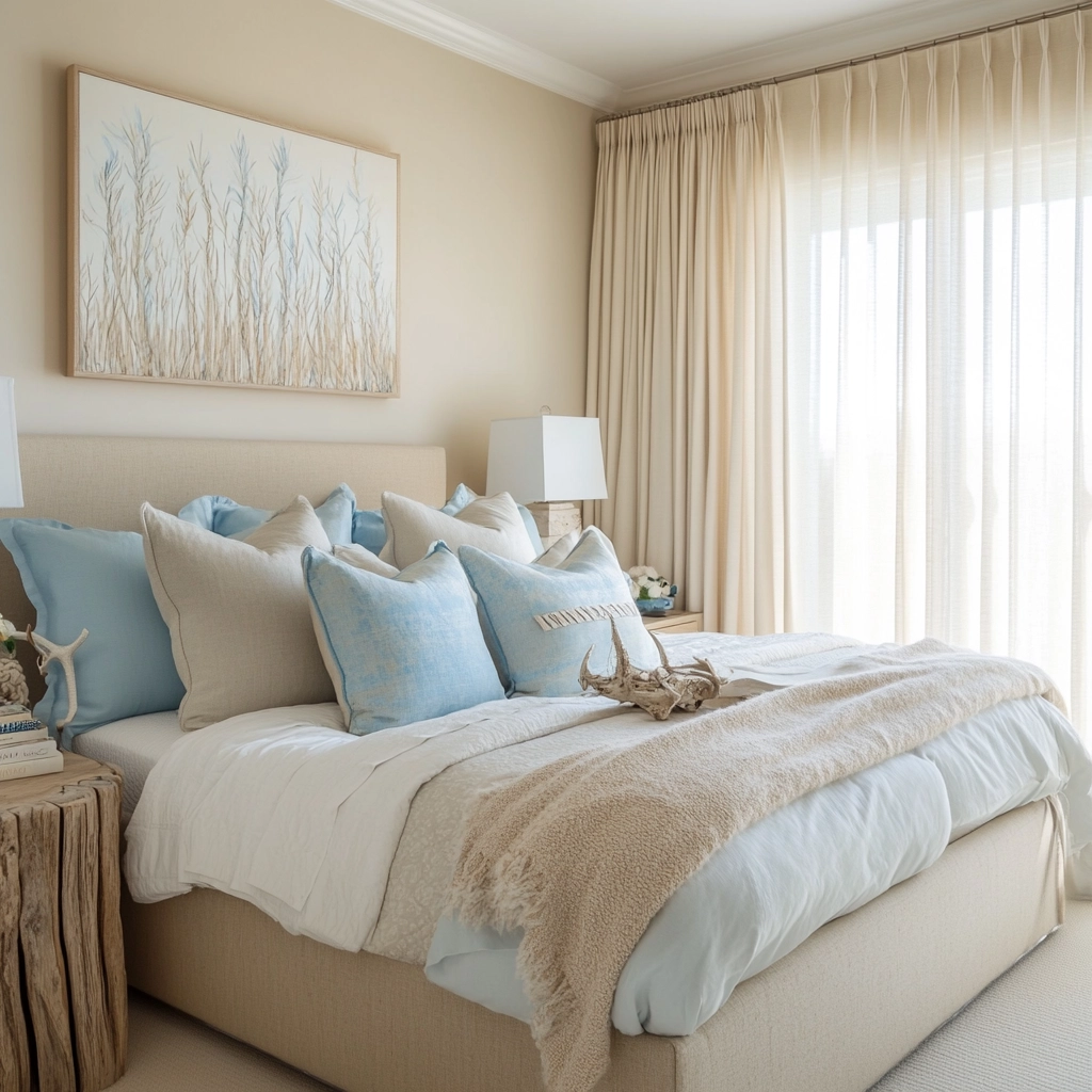 beige and pastel bedroom 25