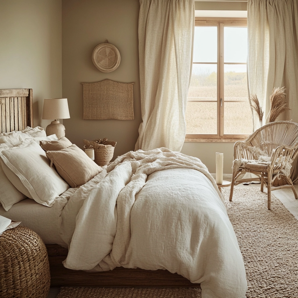 beige and pastel bedroom 32