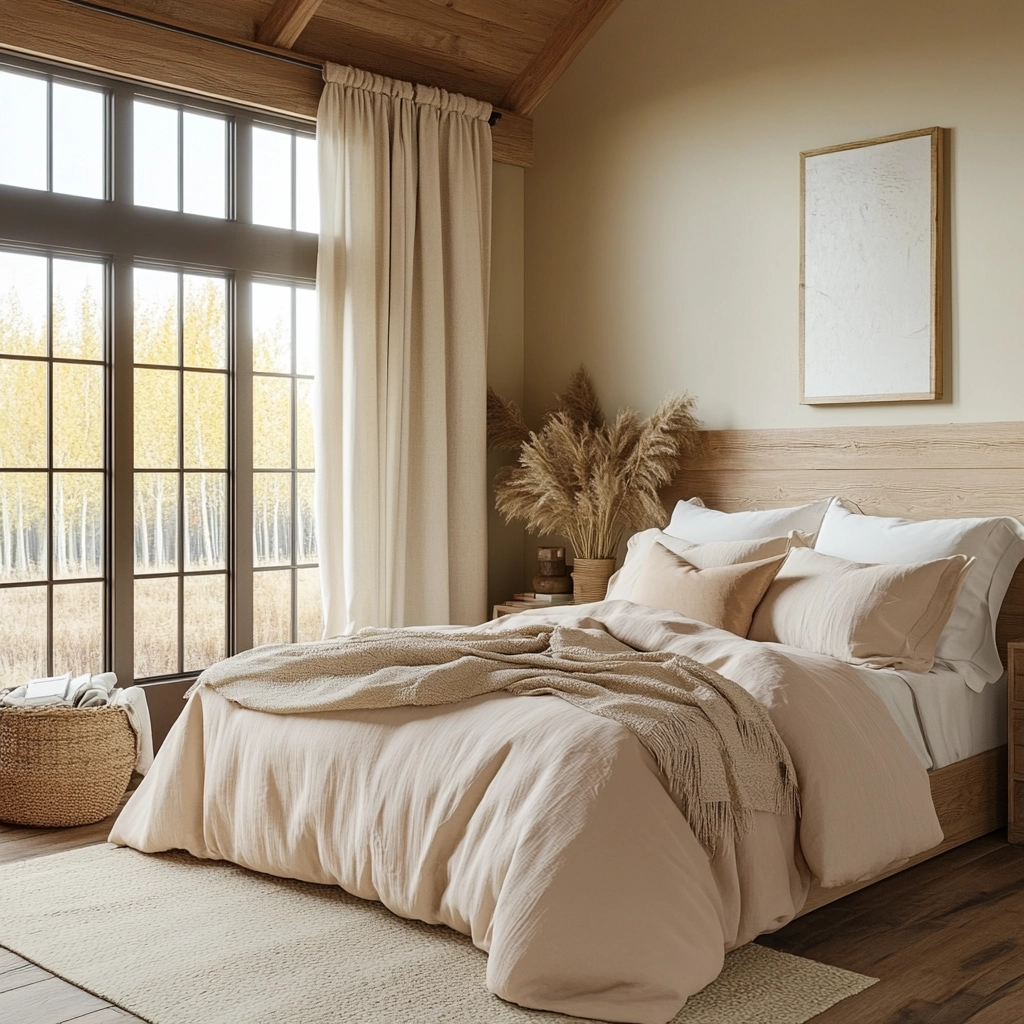 beige and pastel bedroom 54
