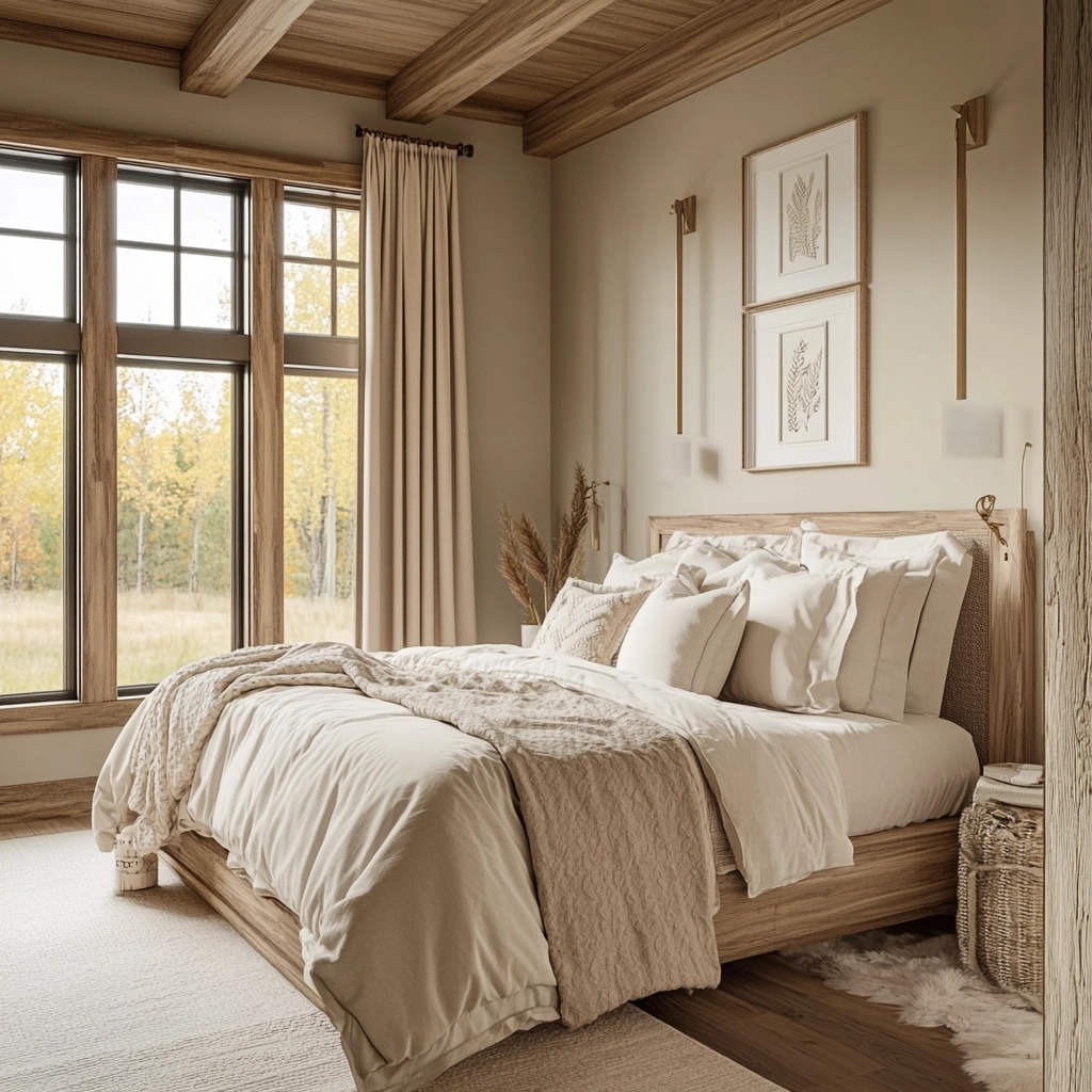 beige and pastel bedroom 55