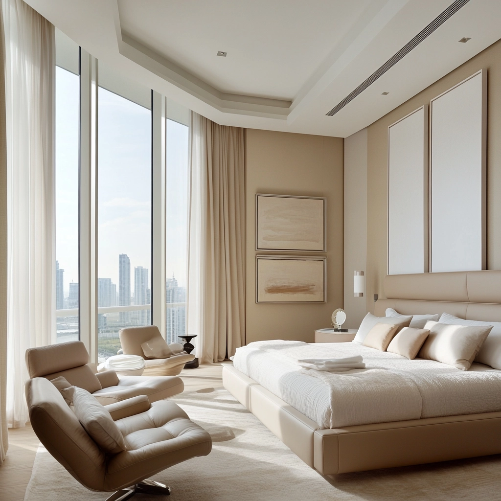 beige and pastel bedroom 64