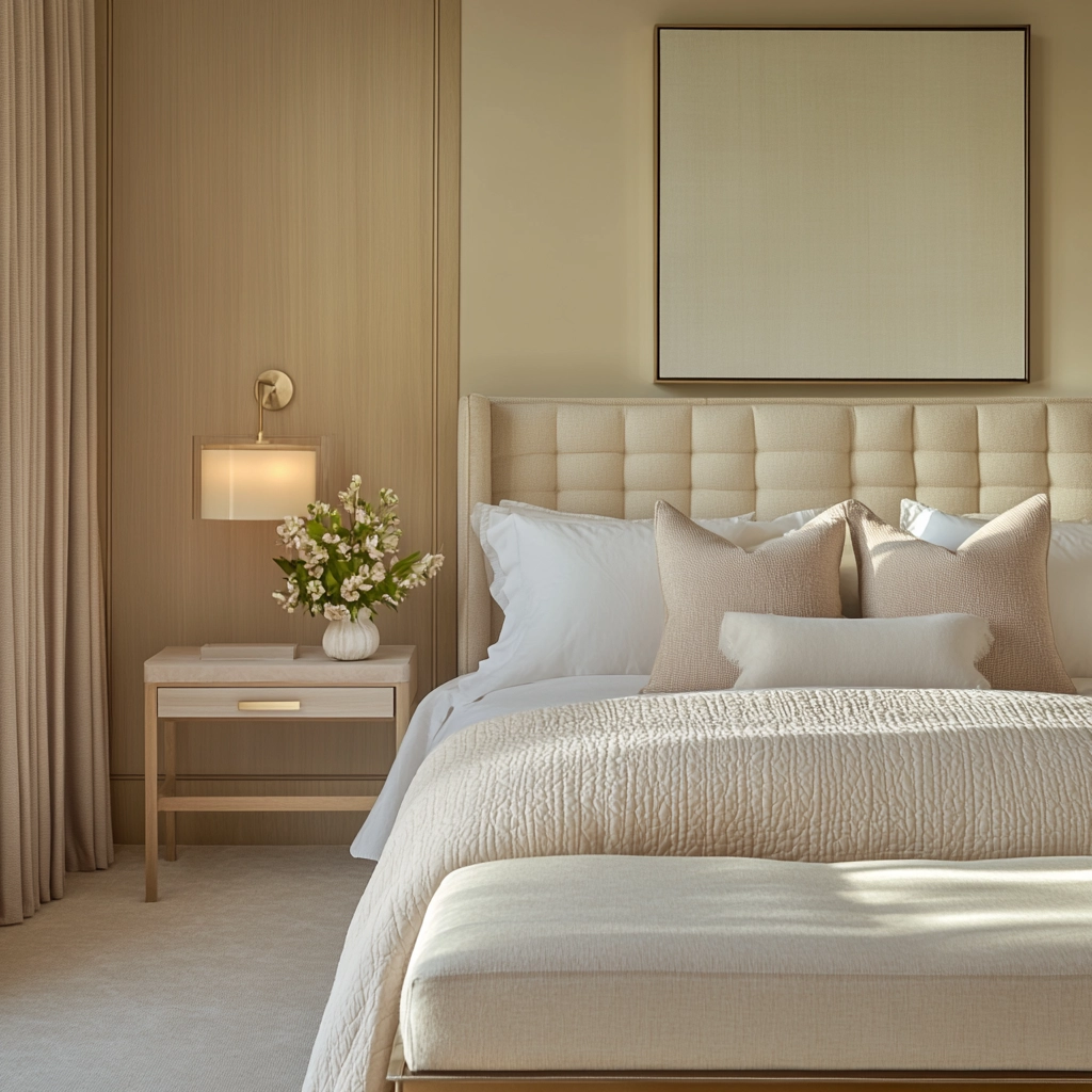 beige and pastel bedroom 67