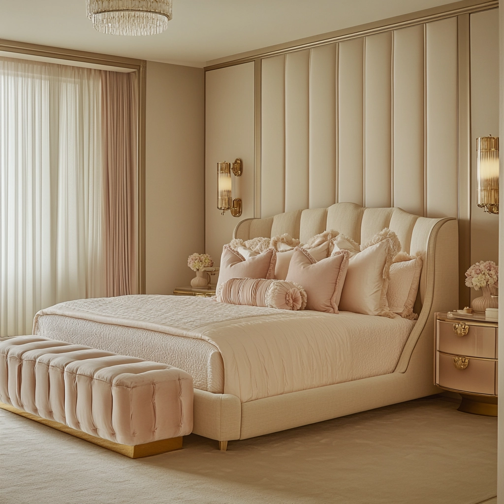 beige and pastel bedroom 71