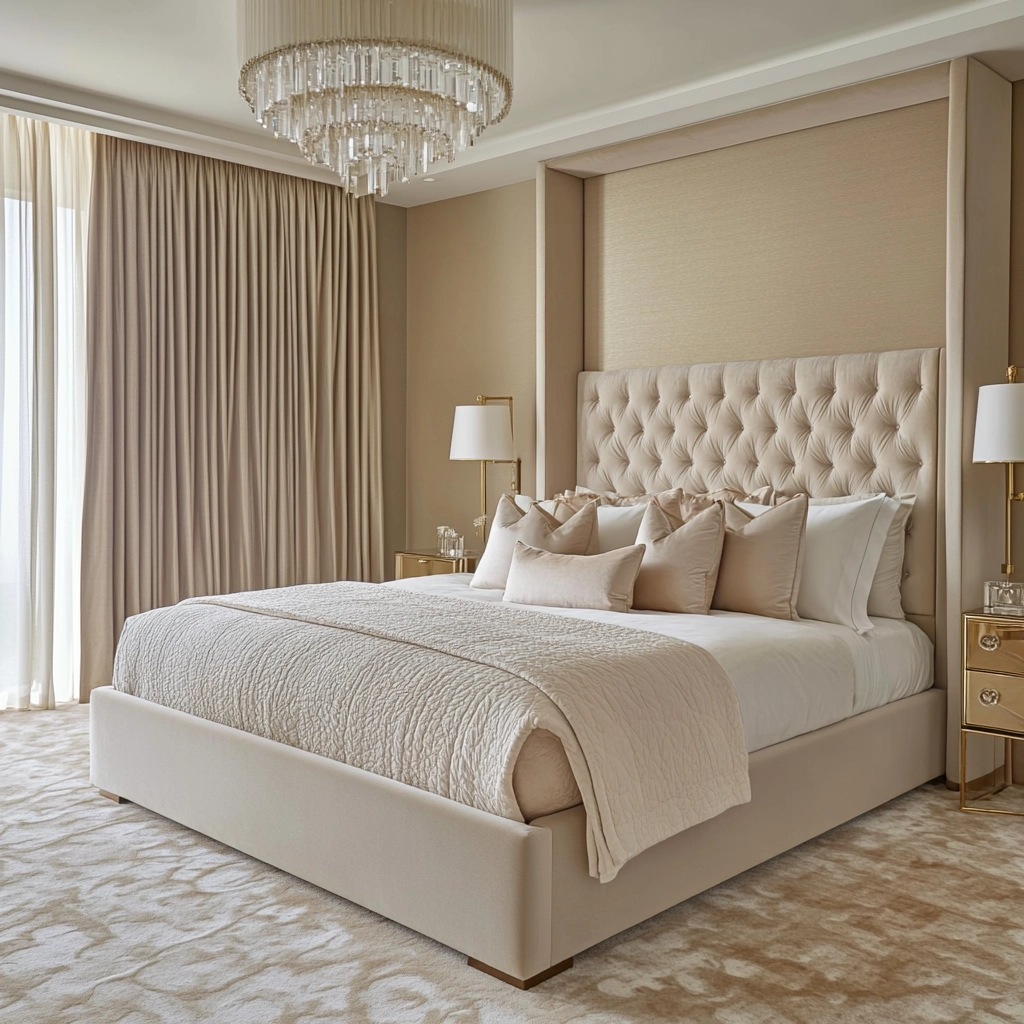 beige and pastel bedroom 72