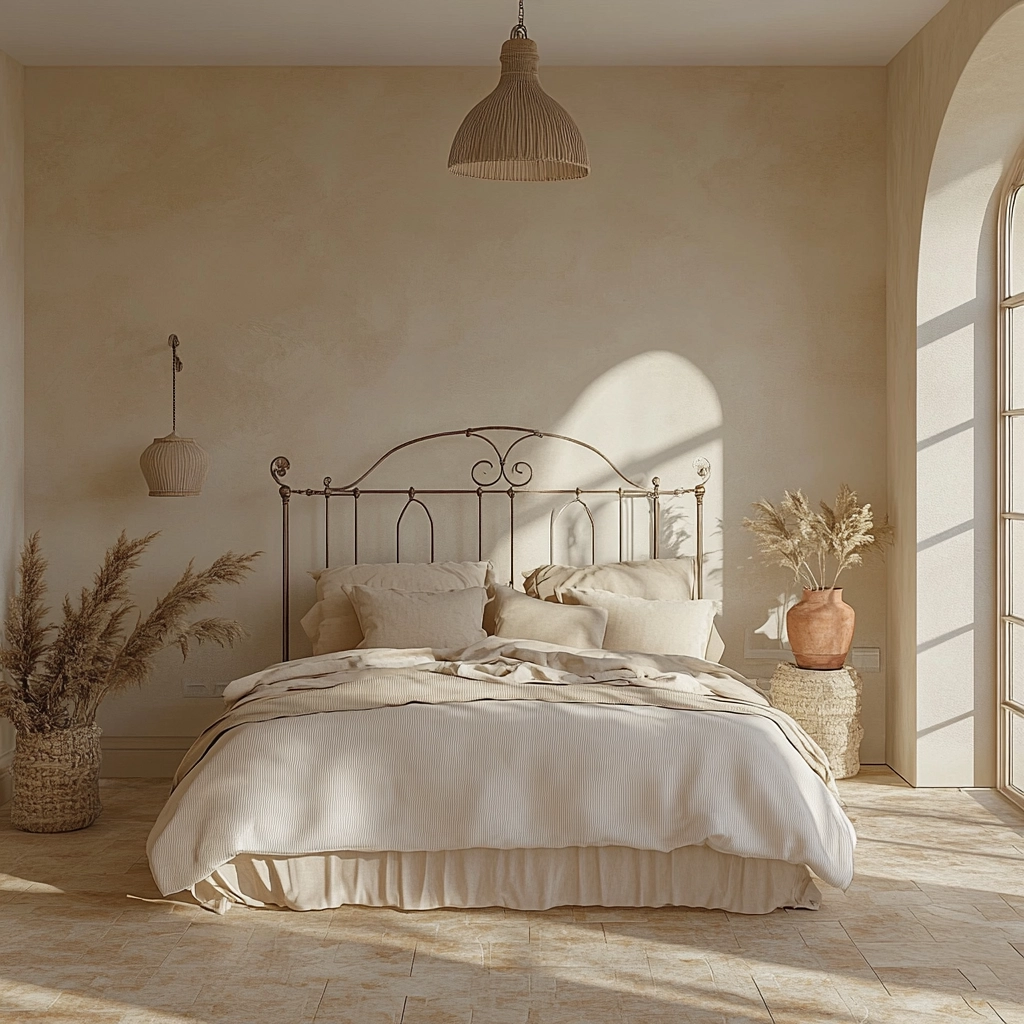 beige and pastel bedroom 75