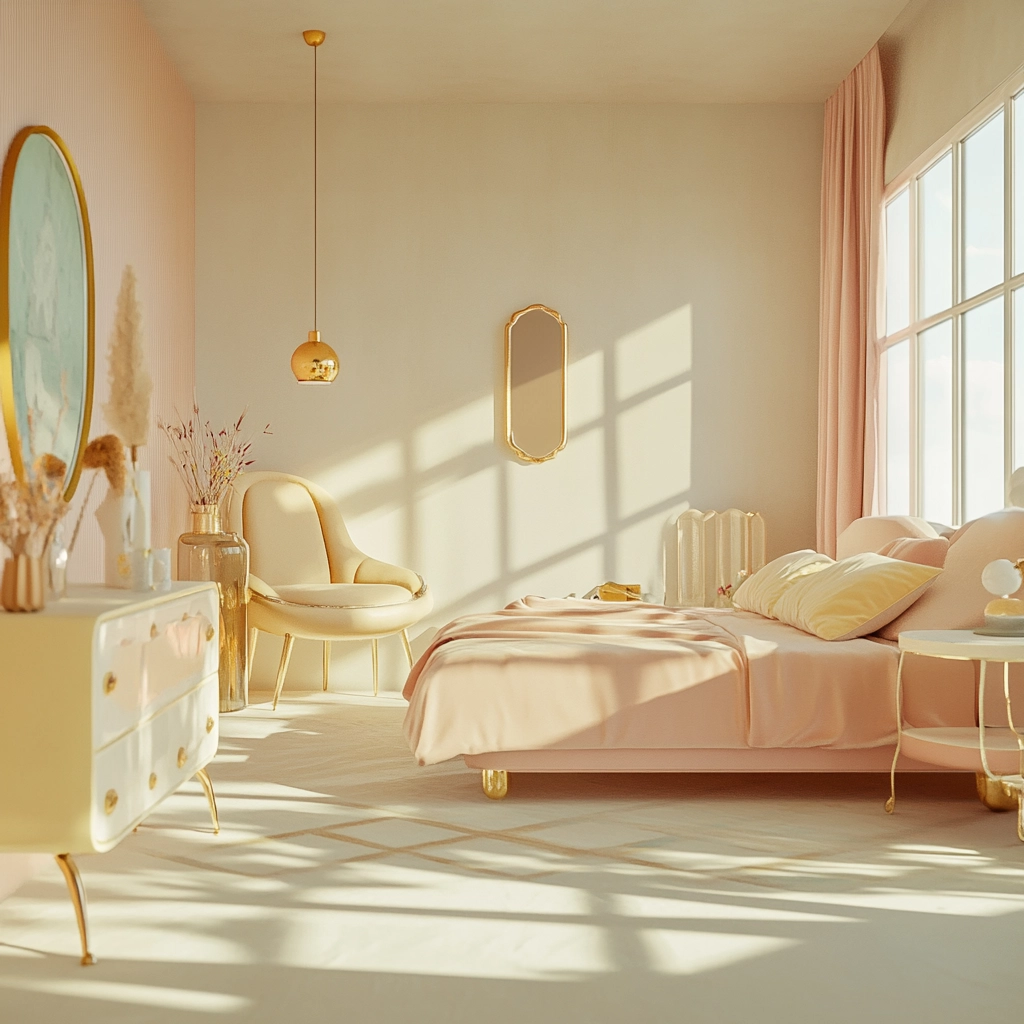 beige and pastel bedroom 77