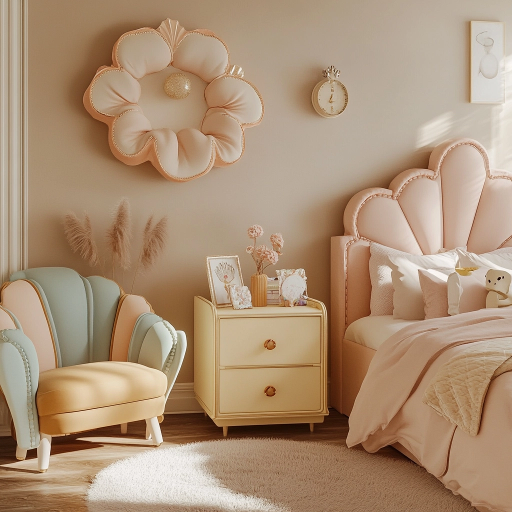 beige and pastel bedroom 79