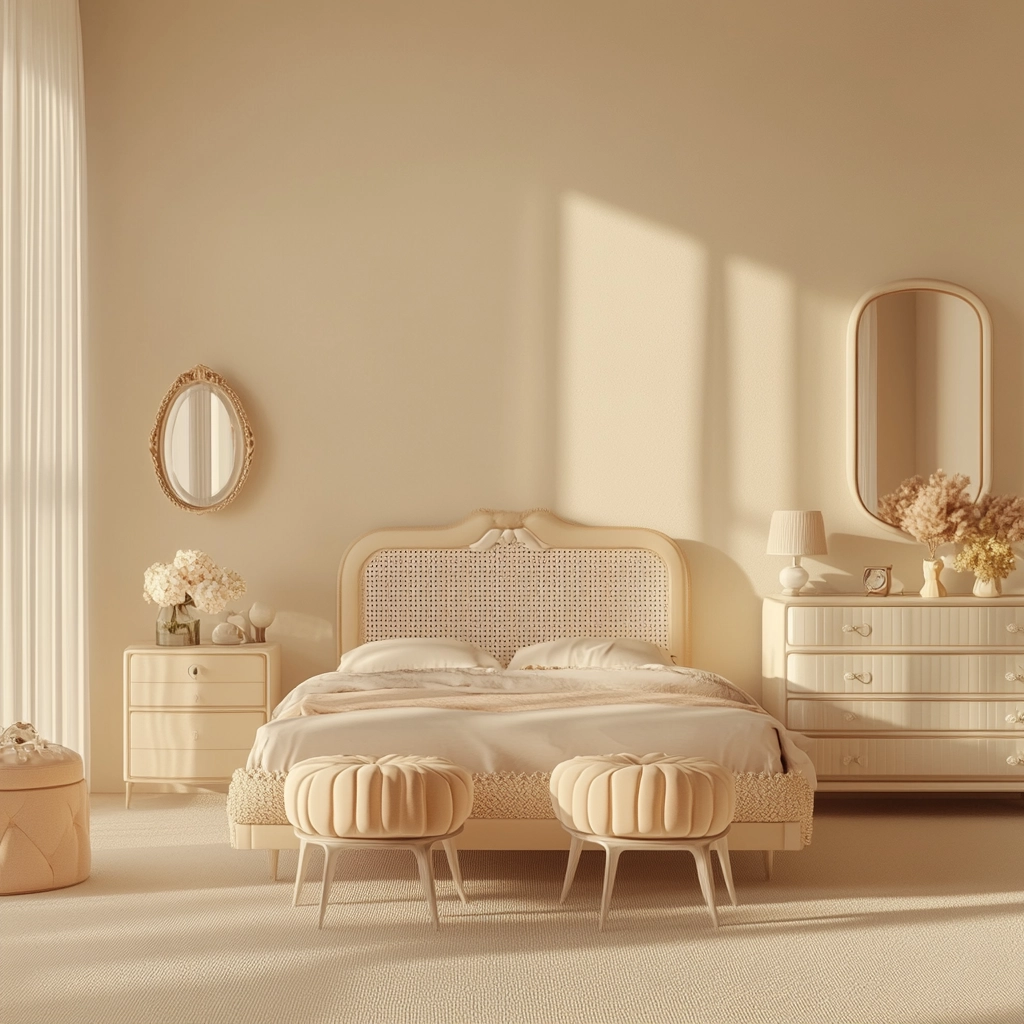 beige and pastel bedroom 80