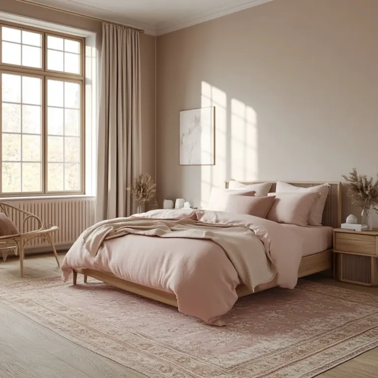 beige and pink bedroom 1