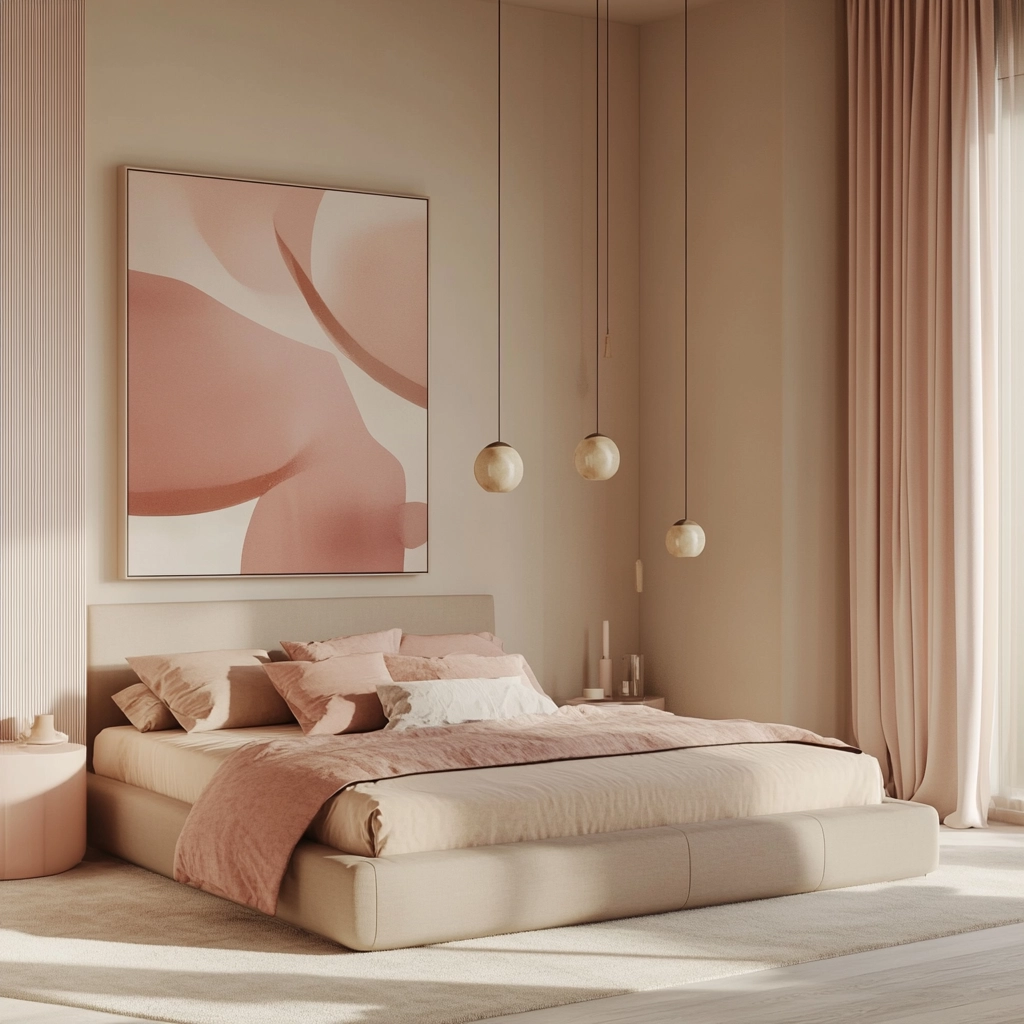 beige and pink bedroom 10