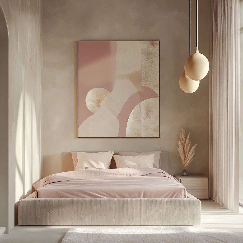 beige and pink bedroom 12