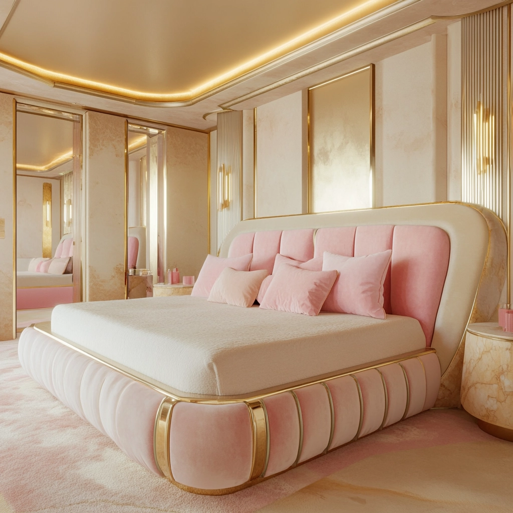 beige and pink bedroom 13