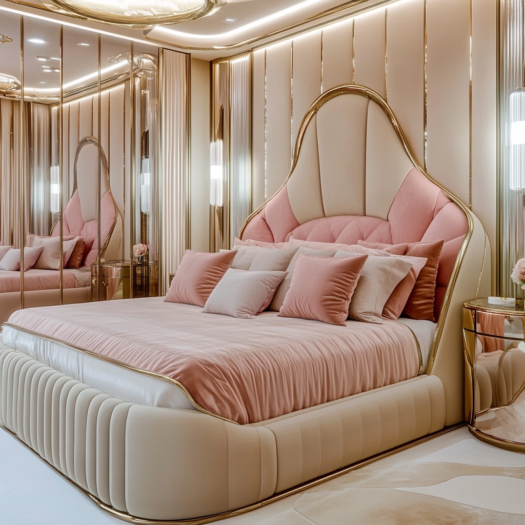 beige and pink bedroom 14