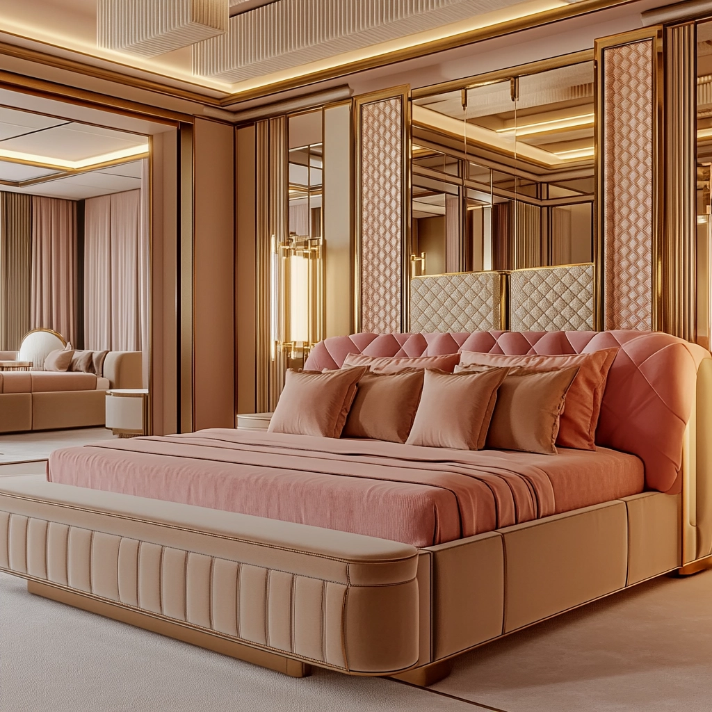 beige and pink bedroom 15