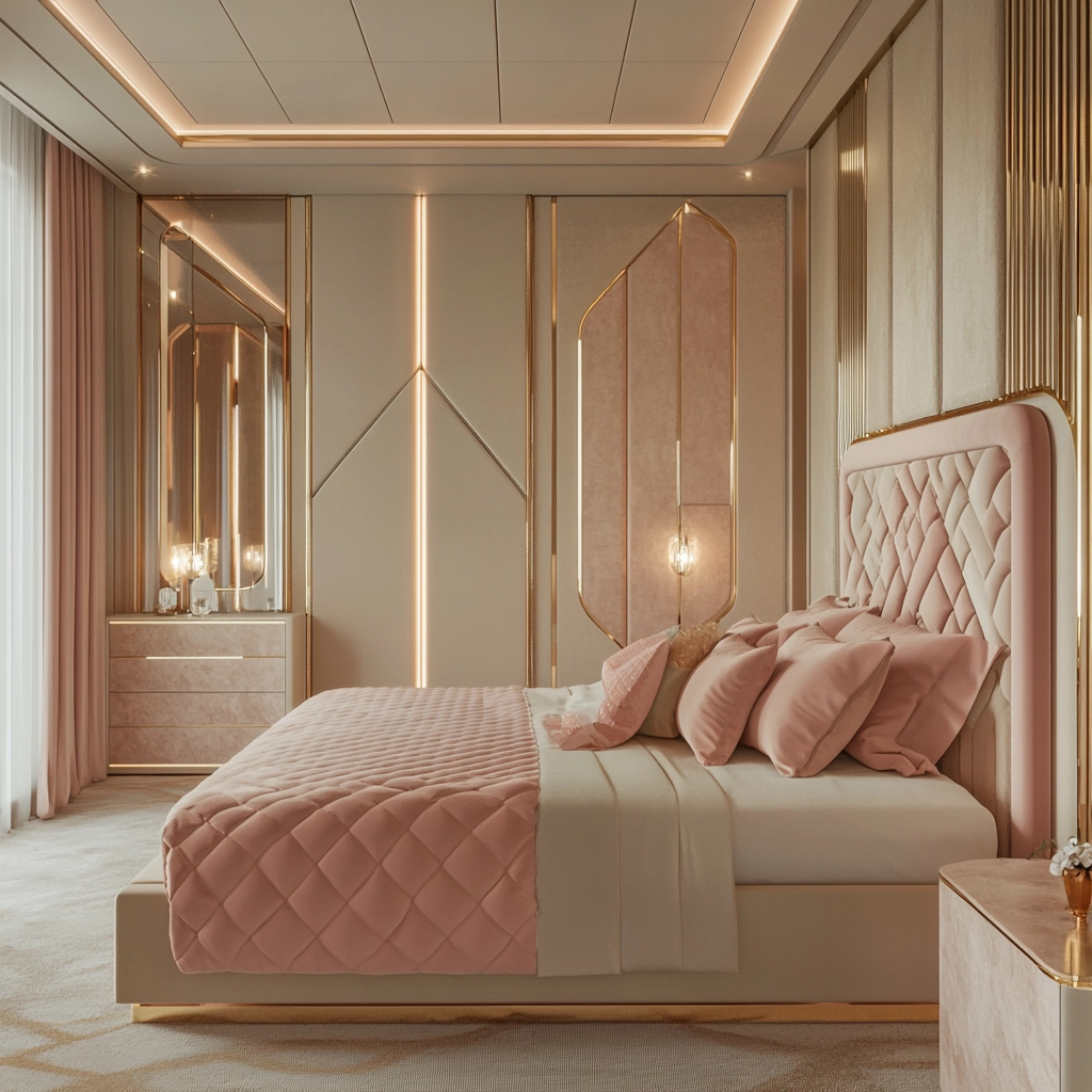 beige and pink bedroom 16