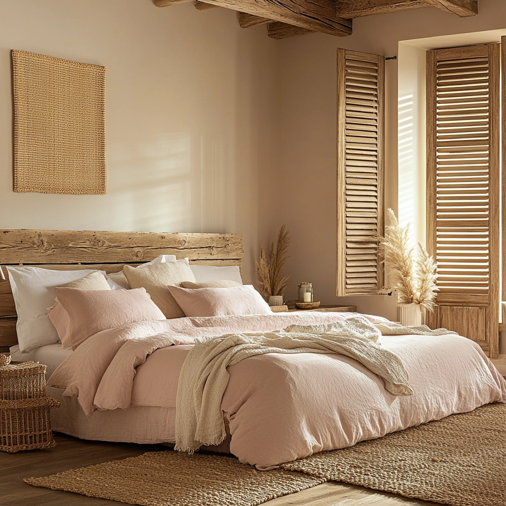 beige and pink bedroom 17
