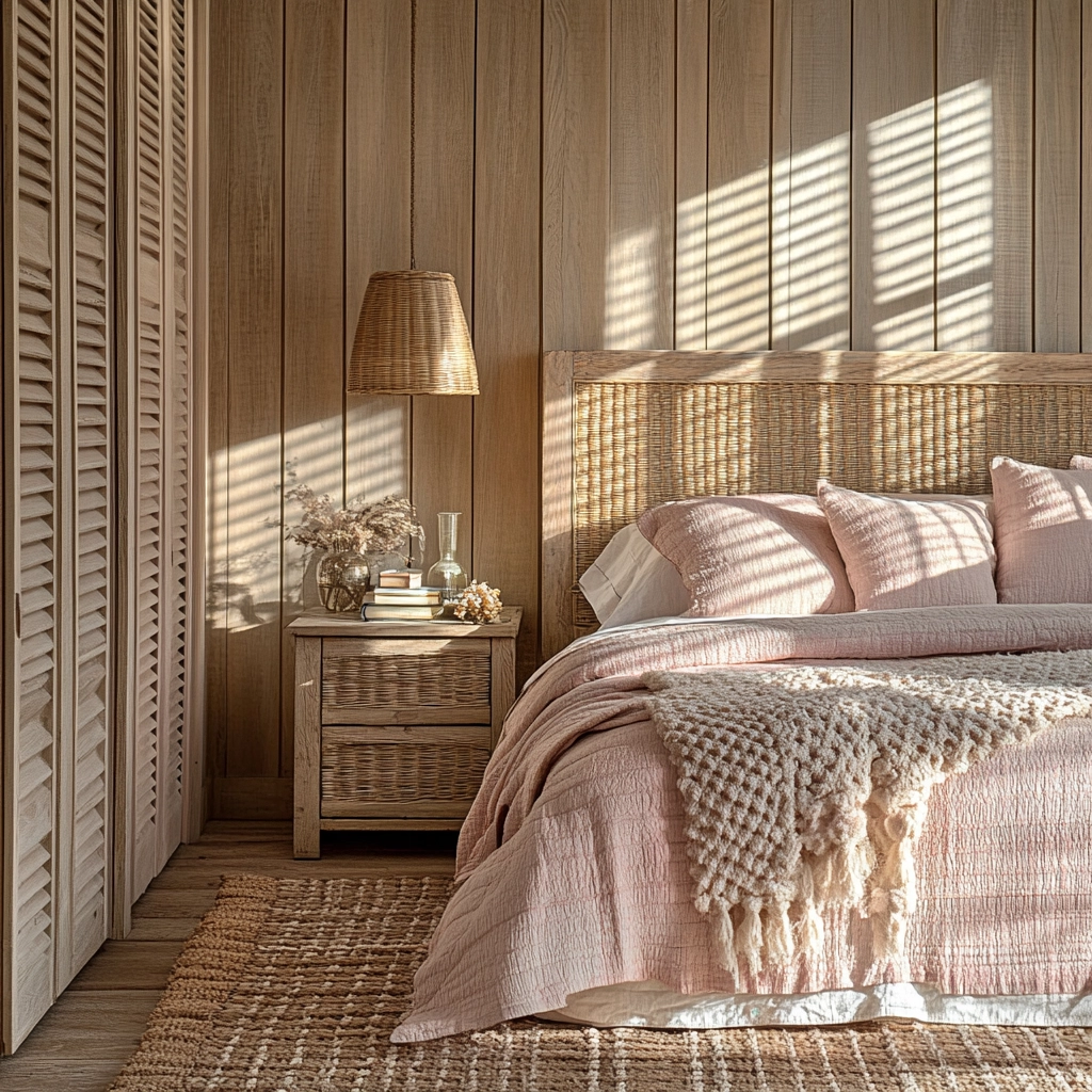 beige and pink bedroom 18