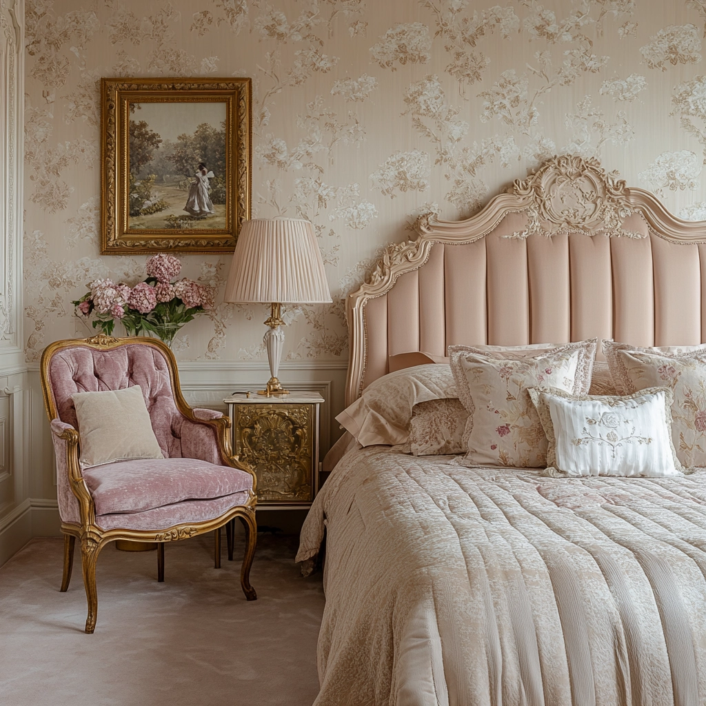 beige and pink bedroom 25