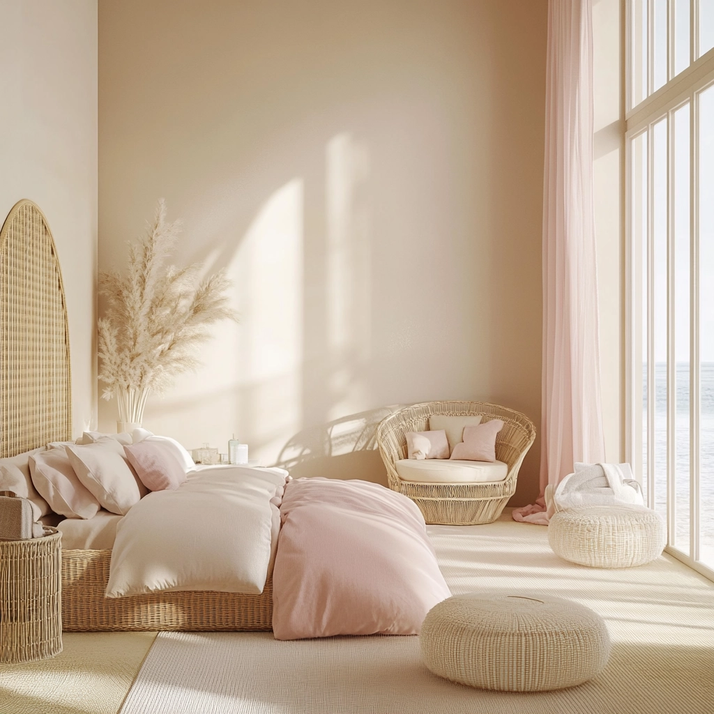 beige and pink bedroom 30