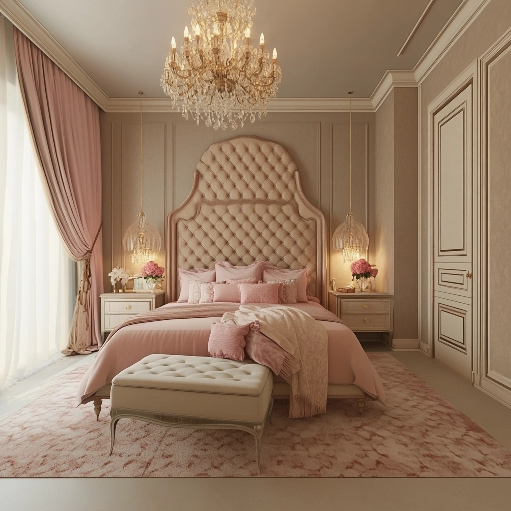 beige and pink bedroom 39