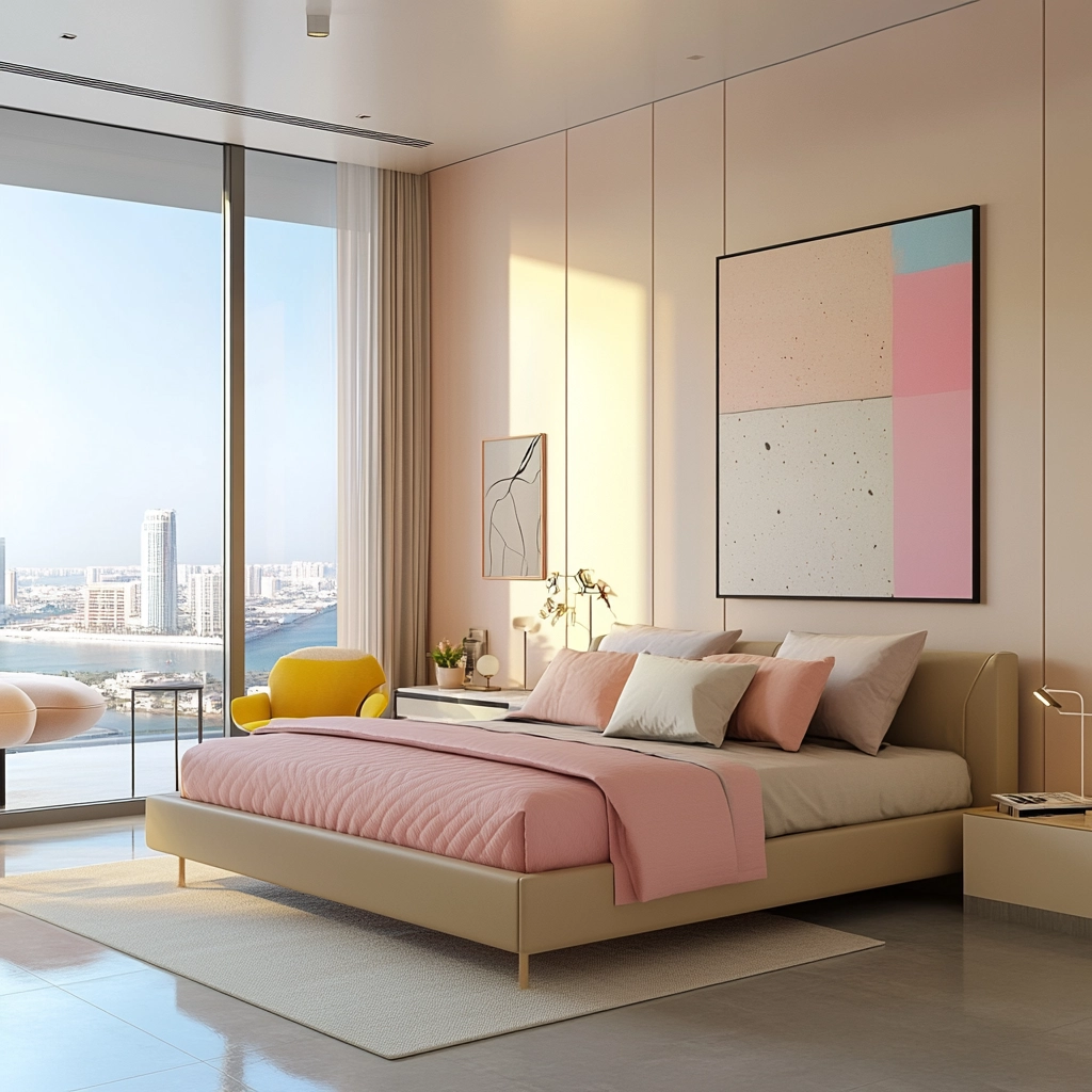 beige and pink bedroom 50