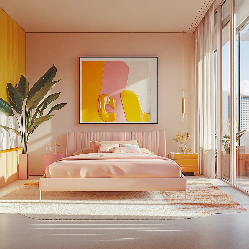 beige and pink bedroom 51