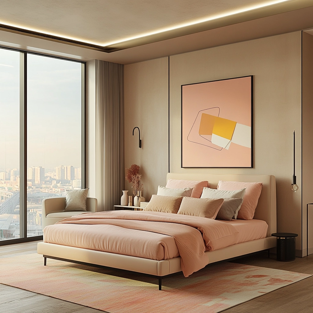 beige and pink bedroom 52