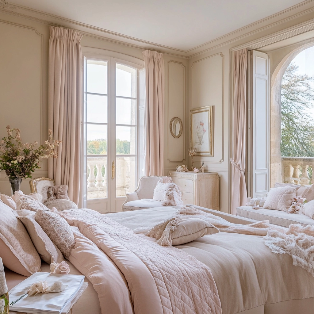 beige and pink bedroom 53