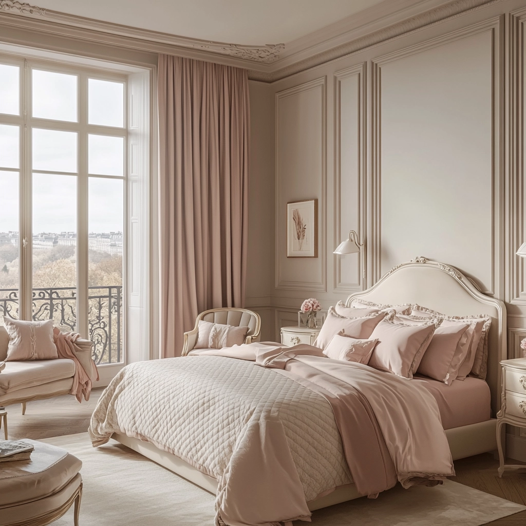 beige and pink bedroom 54