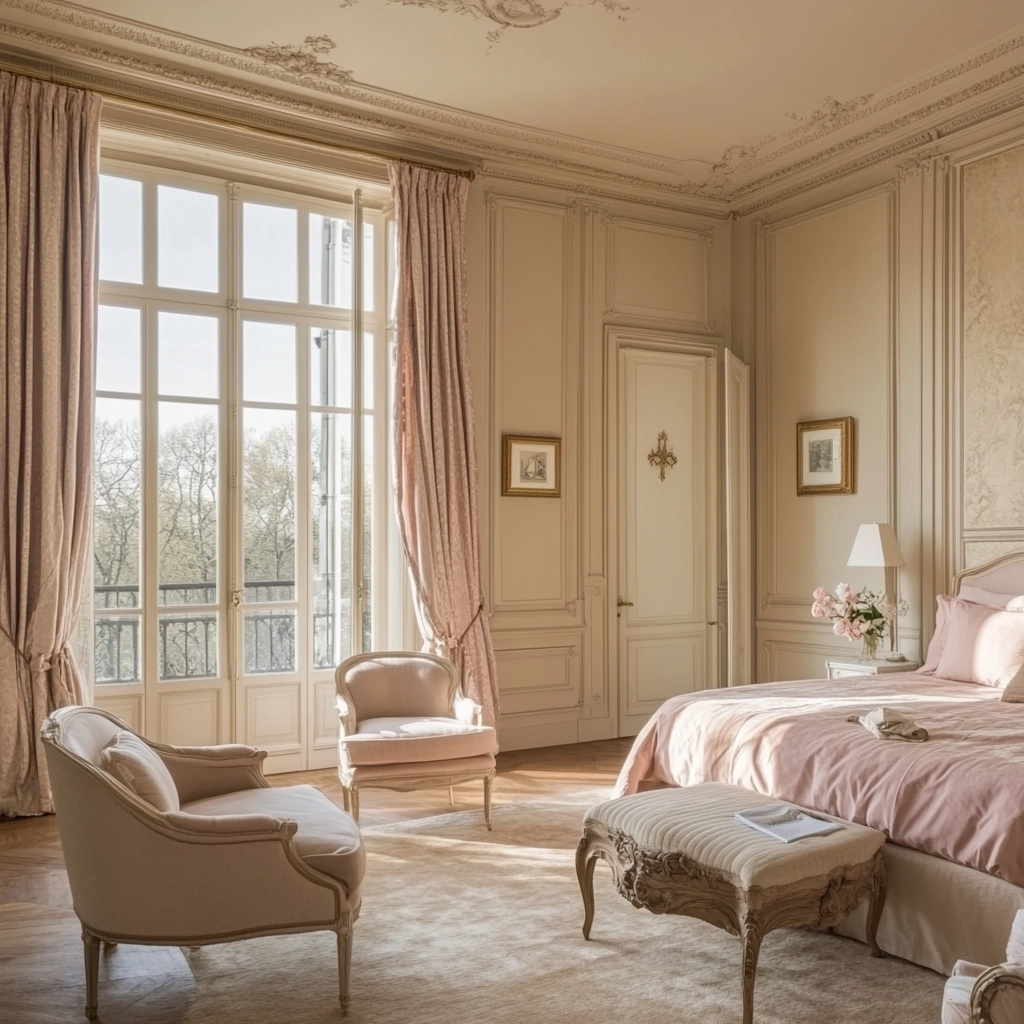 beige and pink bedroom 56
