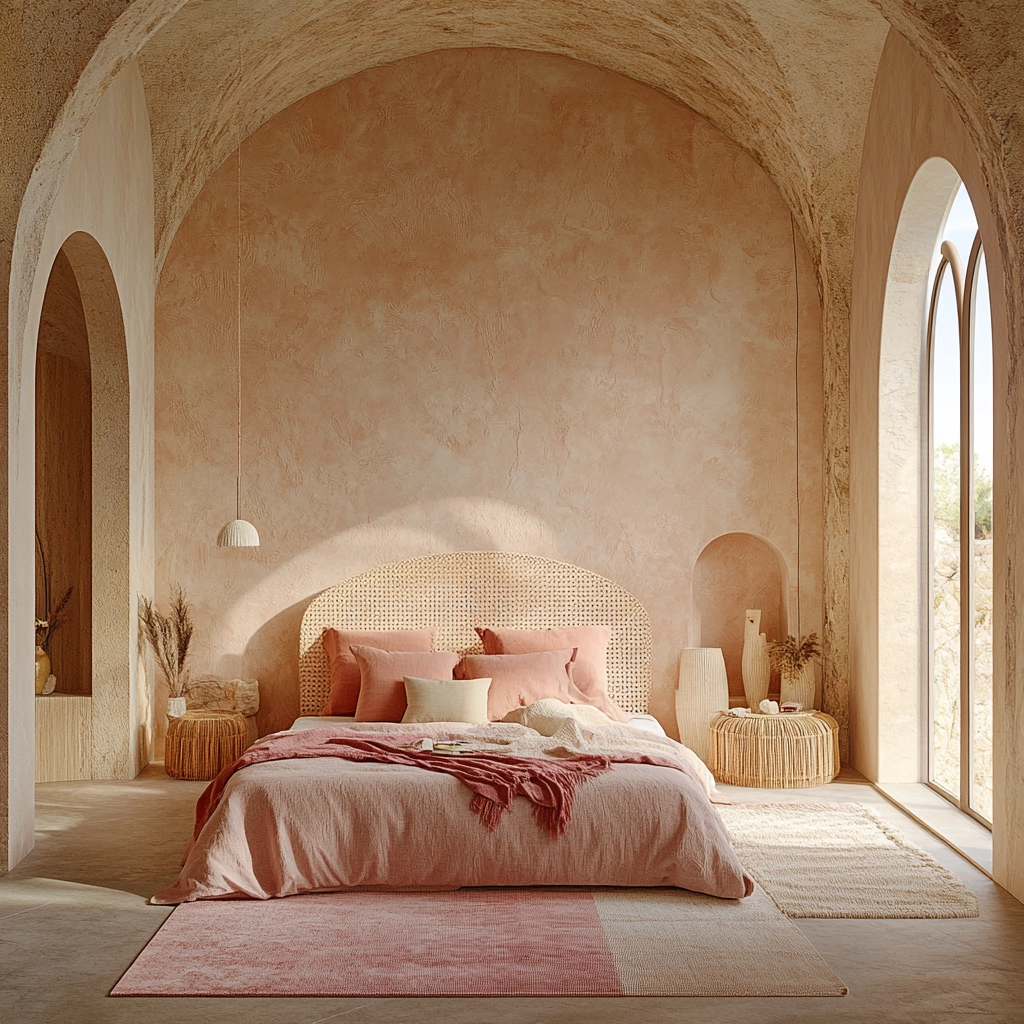 beige and pink bedroom 57