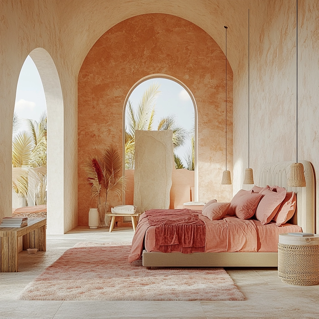 beige and pink bedroom 58