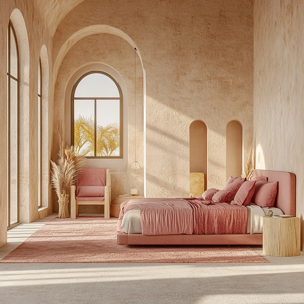 beige and pink bedroom 59