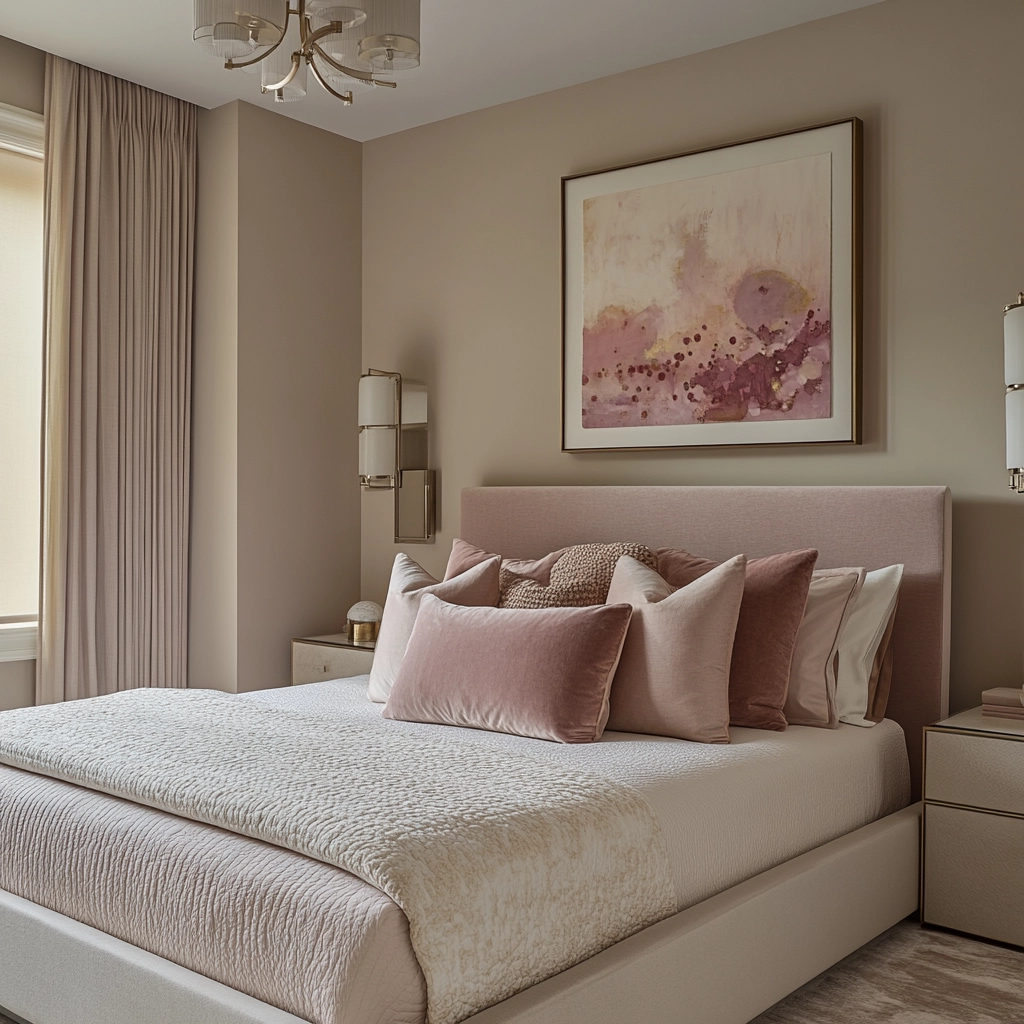 beige and pink bedroom 61