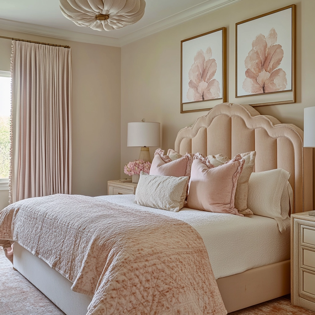 beige and pink bedroom 64