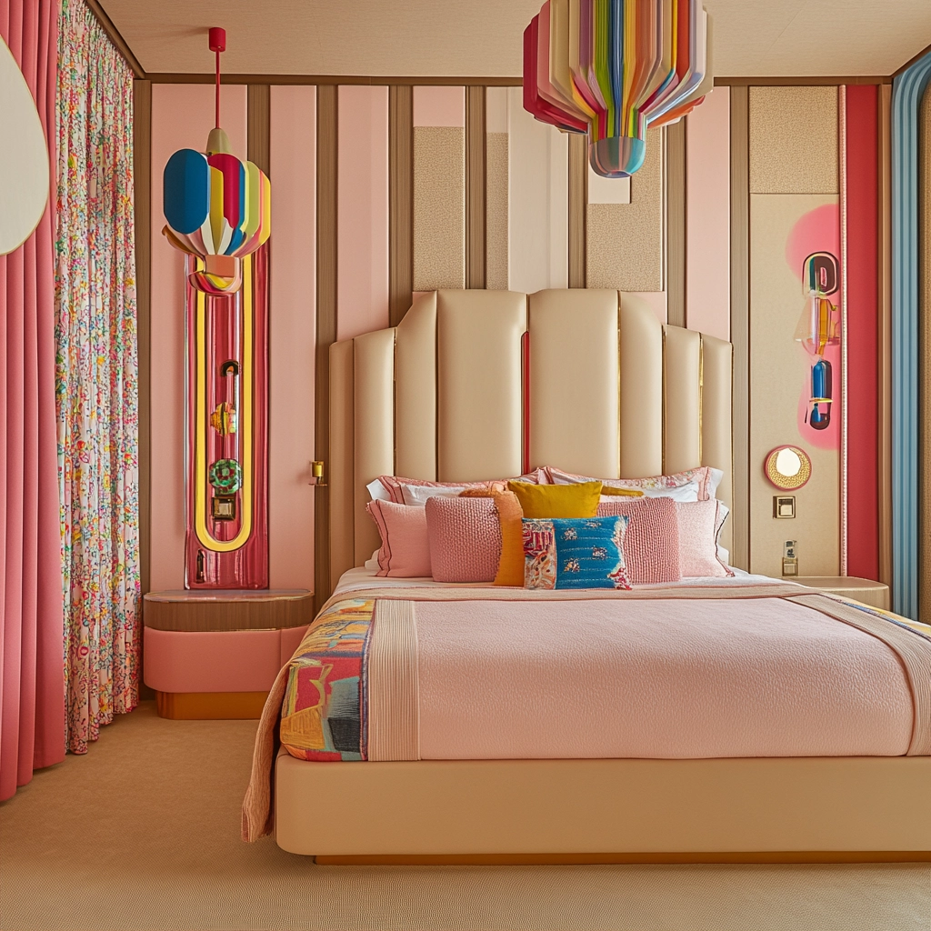 beige and pink bedroom 66