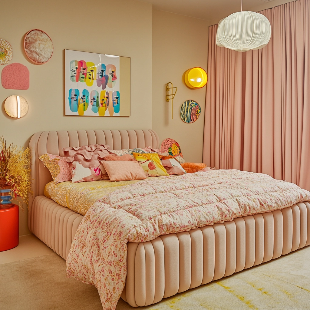 beige and pink bedroom 67