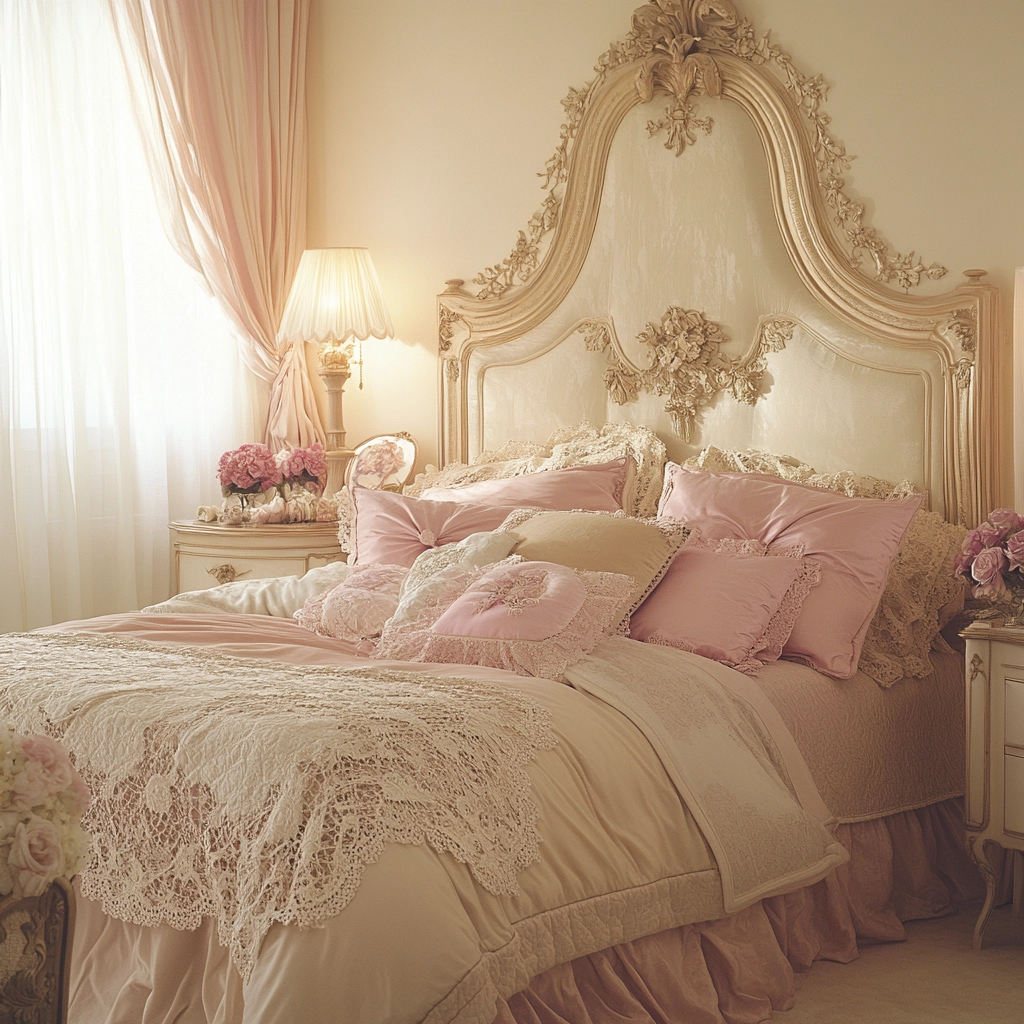 beige and pink bedroom 73