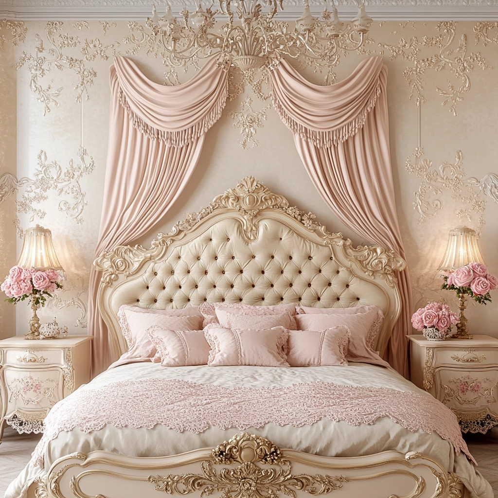 beige and pink bedroom 74