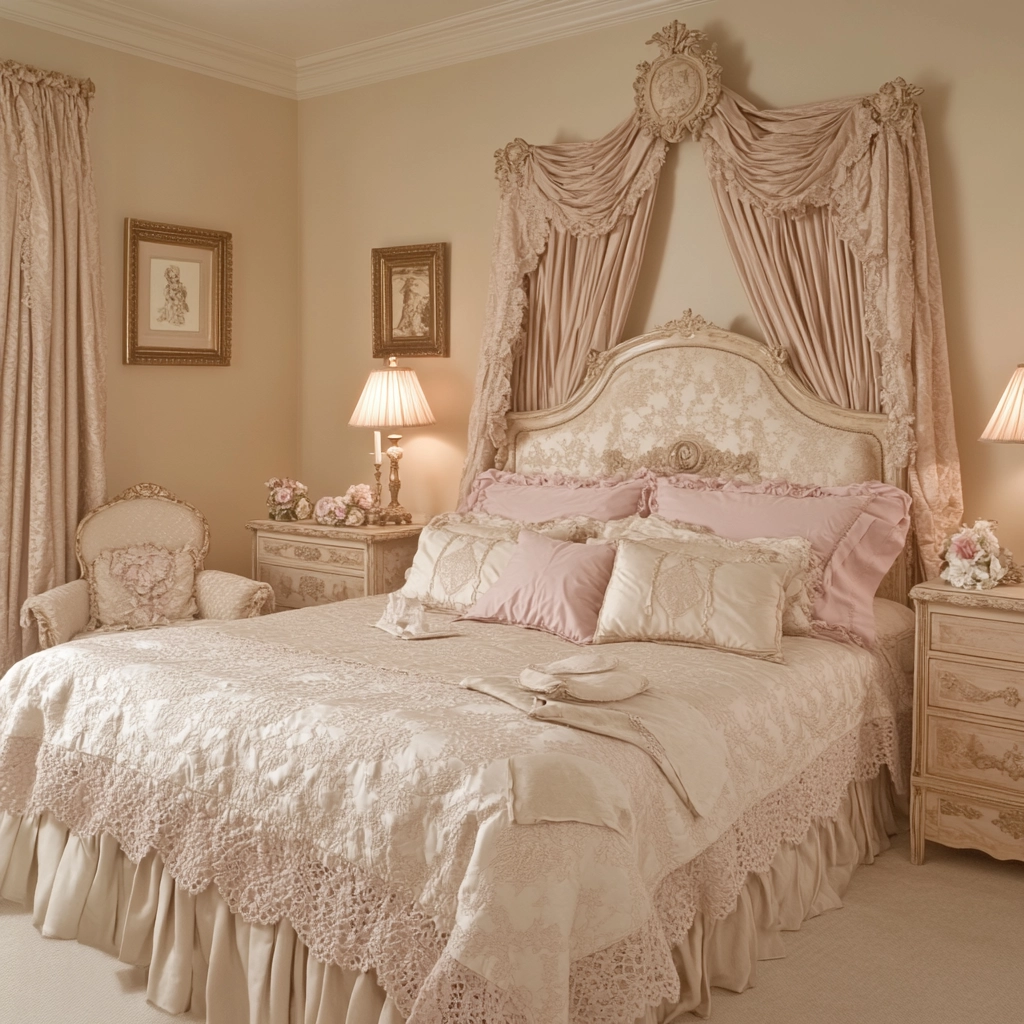 beige and pink bedroom 75