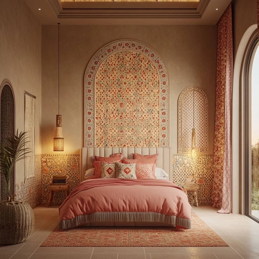 beige and pink bedroom 79